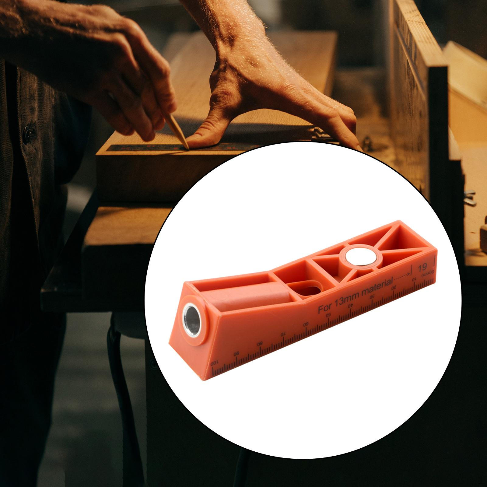 

Локатор отверстий для деревообработки, метрическая и имперская шкала, красный многоцелевой столярный инструмент для самостоятельной работы Single Pocket