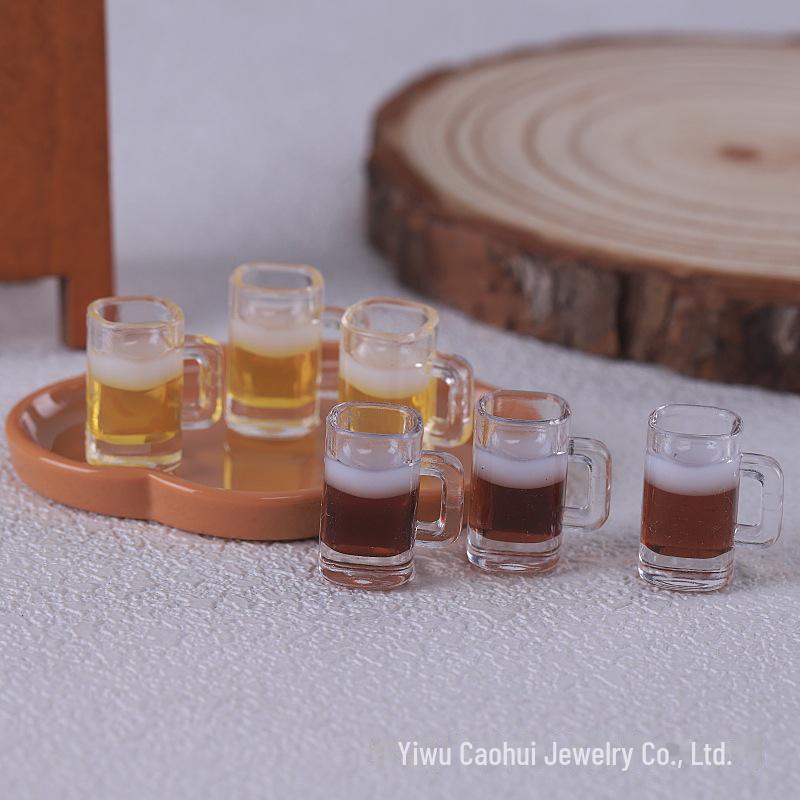 Miniature Beer Mug Toy Ornament for DIY Jewelry, Dollhouse Decoration, and Handmade Crafts.