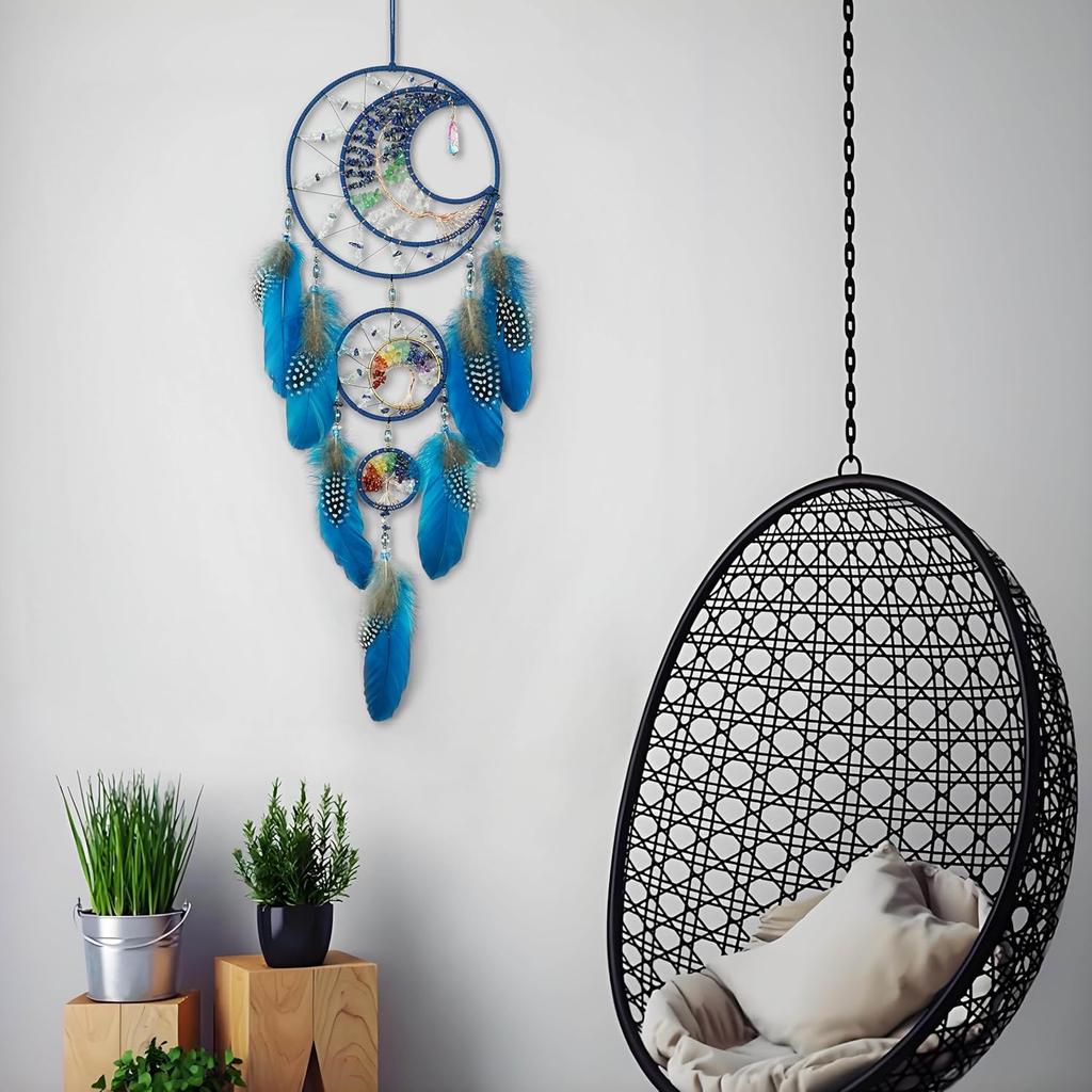 Dream Catchers for Adults,Dream Catchers Boys,Dream Catcher Wall Hangings,Crystal Tree of Life Dream Catcher,Large Moon Design Wall Hanging for