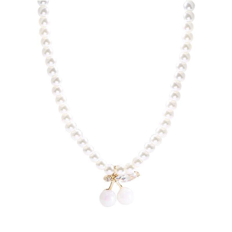 Nk-207 Cherry Small Pendant, Pearl Necklace, Short High-End Niche Light Luxury Women'S New Internet Celebrity Popular Necklace