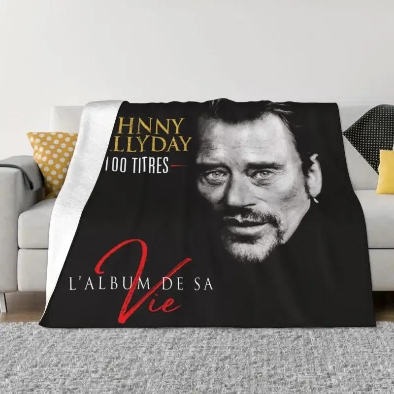 Johnny Hallyday Decken, warmer Flanell, französischer Sänger, Überwurf, Decke für Sofa, Büro, Tagesdecken