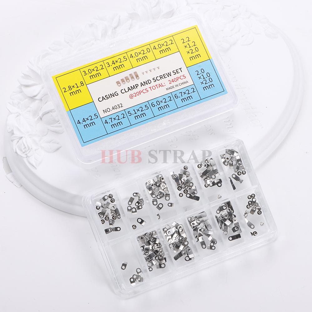 Uhrwerksteile Verbindungsplatten zur Fixierung des Uhrwerks im Gehäuse Schrauben zur Fixierung des Uhrwerks und des Uhrengehäuses