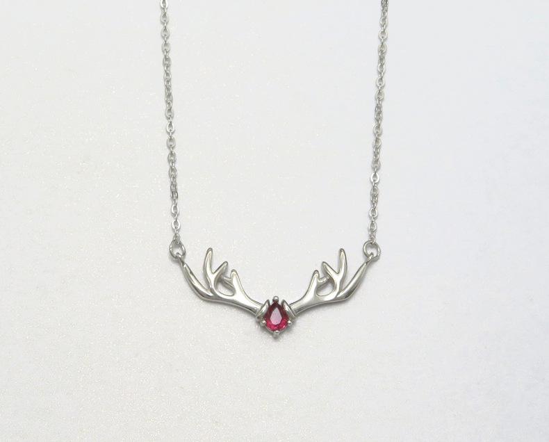 Christmas Reindeer Pendant Necklace, Versatile Antler Design, S925 Silver Fashion Clavicle Chain