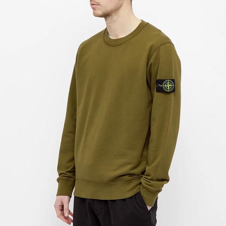 Stone Island Garment Dyed Sweatshirt Olive Men Tops Green 741563051-V0058