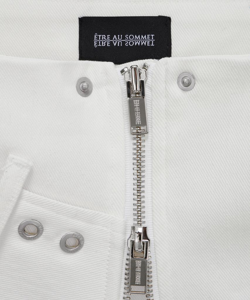 Etosome Front Zipper Belt Detail Mini Skirt (White)