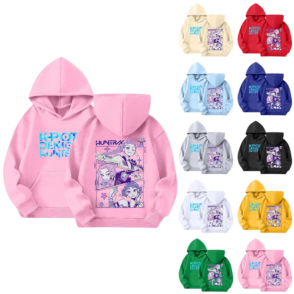 Kids' Long Sleeve Loose Pullover Letter Print Drawstring Hooded Sweatshirt