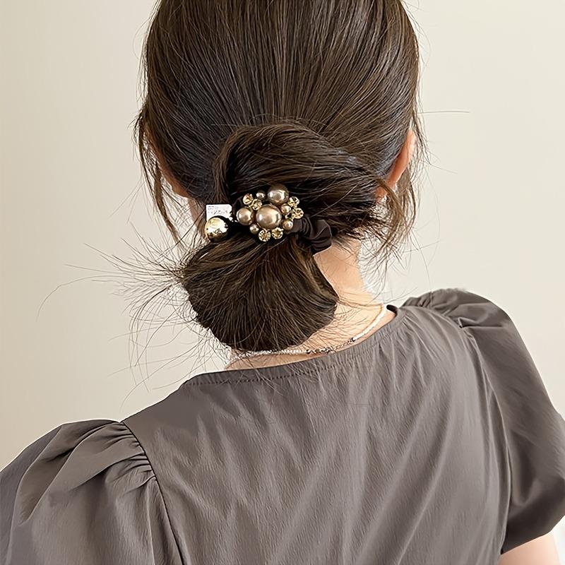 1/2pcs Elegant Bohemian Headband Pearl Ponytail High Elasticity Rubber Band for Women Daily Wear Fashion Simple Hair Accessories