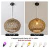 13.77 Woven Rattan Pendant Light Hand-Woven Water Plants Rattan Chandelier 1-Light Boho Wicker Coastal Retro Ceiling Chandelier