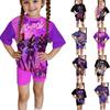Children's Leisure Stripe Short Sleeve Round Neck T-Shirt and Shorts Set