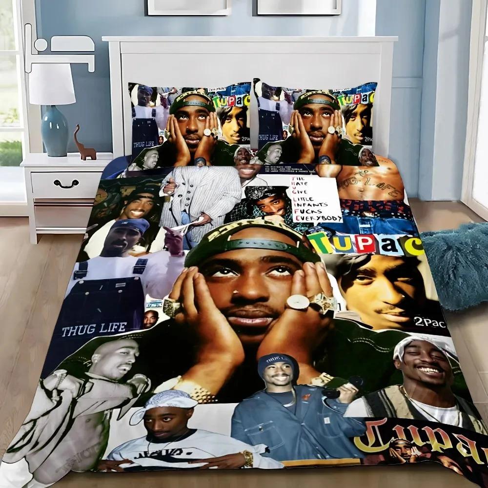 Nádherná 3D tapeta 2Pac Tupac Hip Hop Digitální tisk Ložní souprava Přikrývka Postel Mladí Děti Dívky Kluci Dárek