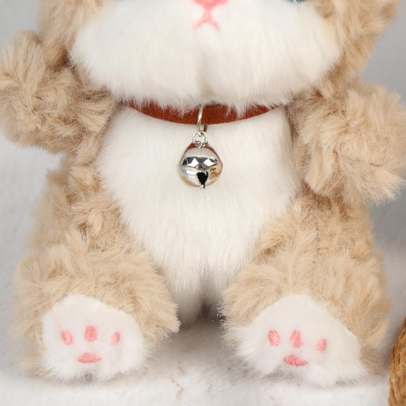 Cute Bell Cat Plush Keychain Adorable Curly Hair Kitten Stuffed Toy Soft Bag Hanging Pendant for Party Favors Souvenir