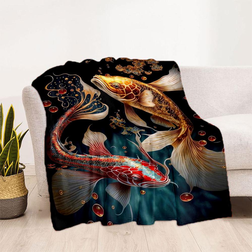 Fish Blanket Soft & Cozy Suitable for Seaside Office Couch for All Seasons Playful Design Ideal Gift for Friends Family Couples Picnic