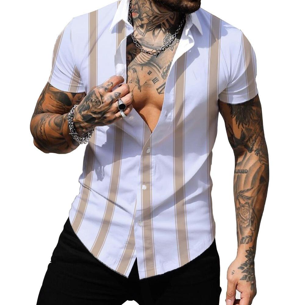 Summer Hawaiian Shirts 3d Printed Striped Sexy Men Women Clothing Men's Vocation Lapel Camisa Fashion Beach Short Sleeve  Blouse