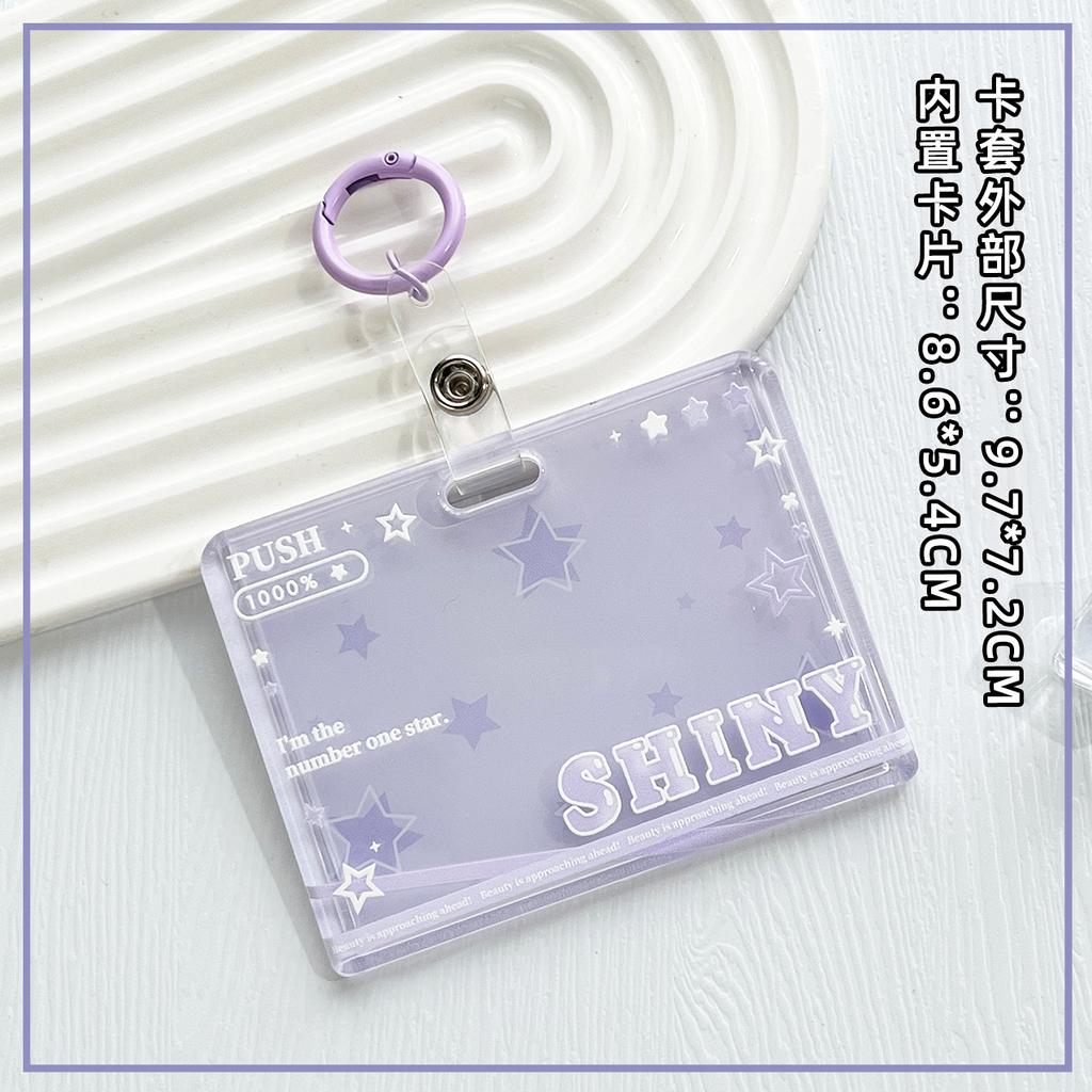 Student Clear Card Case Bus Cards Sleeve Sliding Horizontal Id Card Holder Transparent Employee Work Card Holder with Lanyard