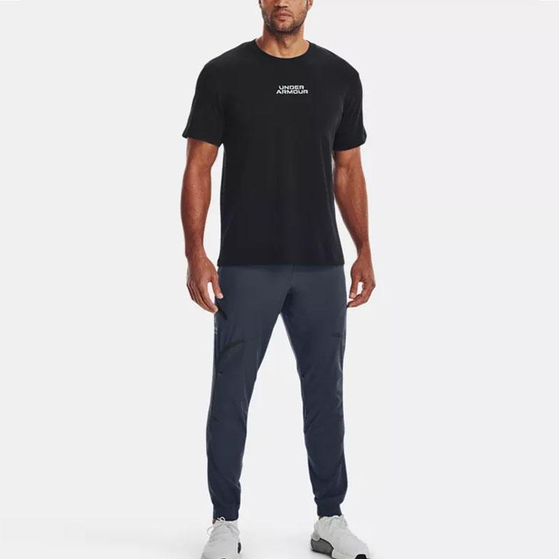 Under Armour Outline Letter Print Crew Neck Short Sleeve T-Shirt Men Black 1379109-001