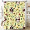 Skull Pattern Shower Curtain Decorative Fabric Waterproof Bath Rug Bag for Home Bathroom Accessories in Yellow/White Colors