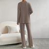 New Autumn Winter Women Two Piece Loungewear Set, Elegant Loose V-Neck Casual Outfit With Straight Leg Pants