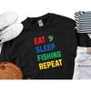 Eat Sleep Fishing Repeat T Shirt Funny Lover Fisherunisex Saying Angler Birthday Present Fish Catching Humor Top