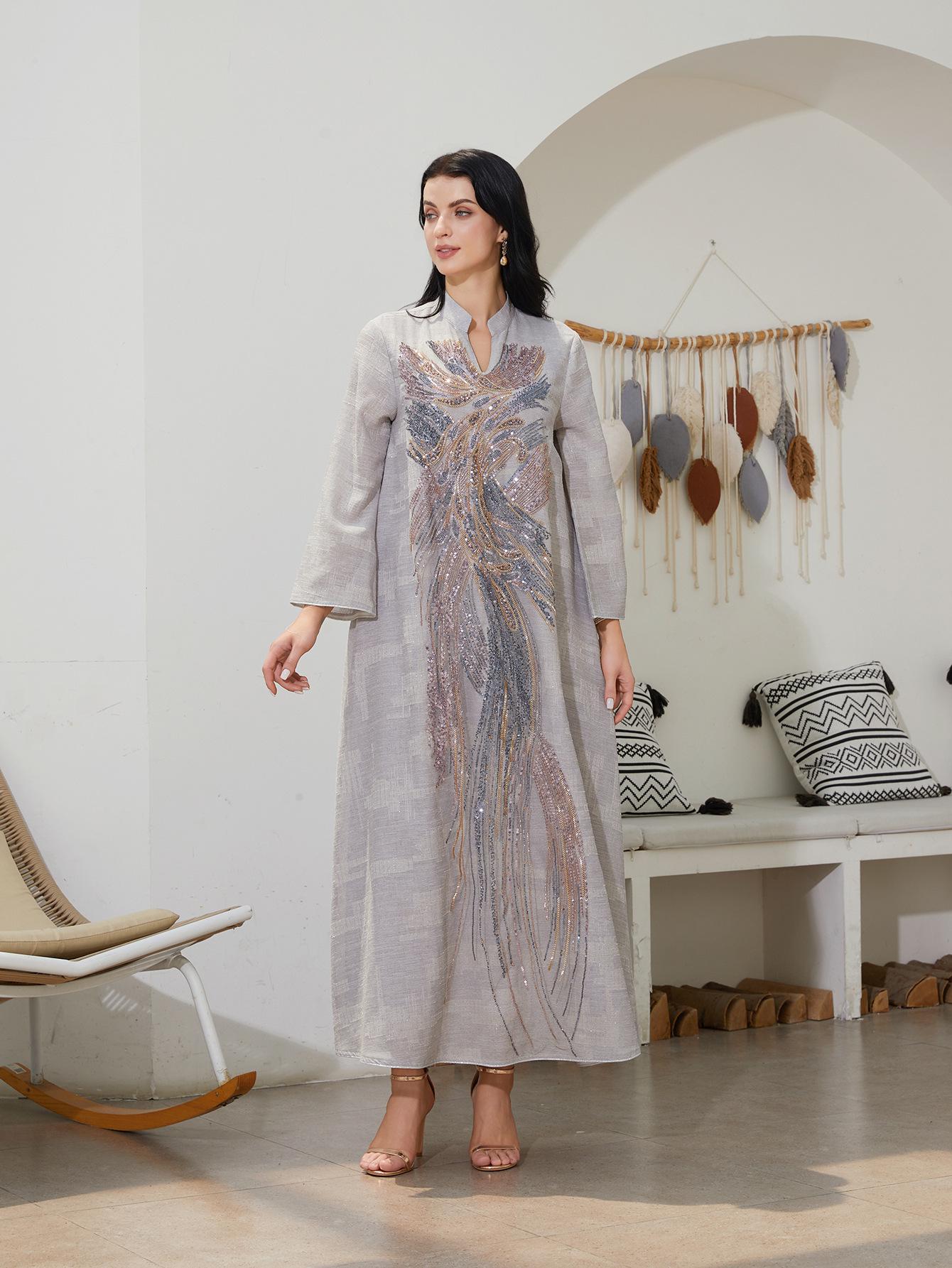 

Dubai Arab Cross-border Mesh Sequin Abaya for Muslim Women L