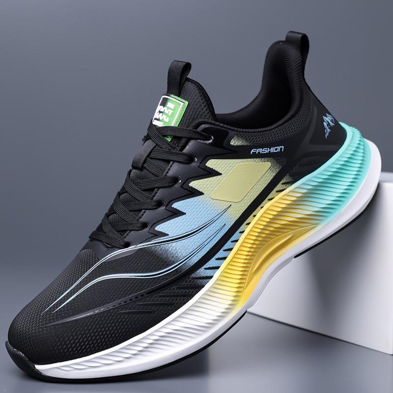 Men's Gradient Running Shoes Breathable Lace-Up Cushioned Sole Sports Sneakers