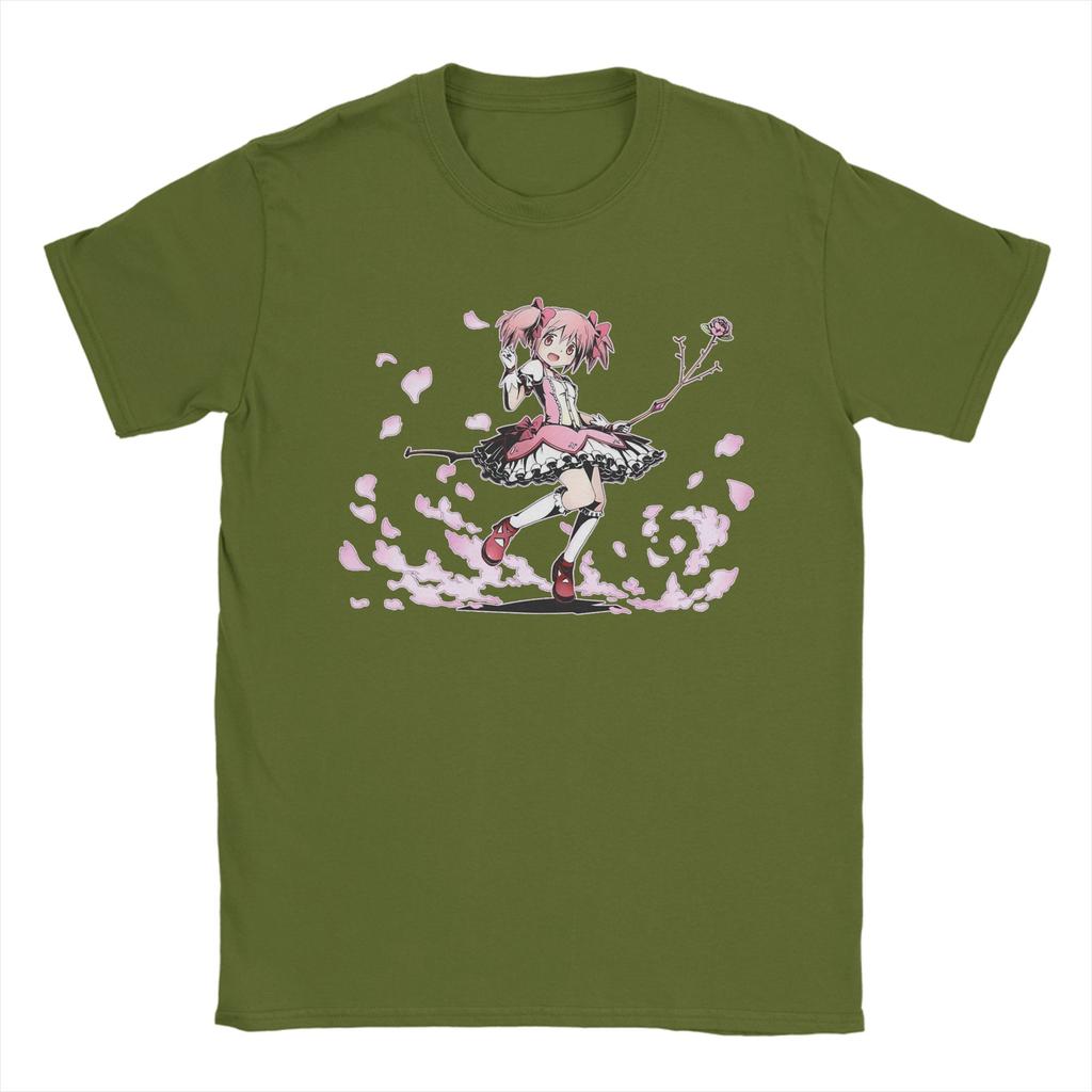 Madoka Mahou Shoujo Unisex T Shirts Puella Magi Madoka Magica Anime Tee Shirt Short Sleeve O Neck TShirts Pure Cotton Clothing