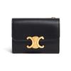 CELINE Shiny Cow Leather Coin Purse Wallet Women's Black 10I653DPV-38NO