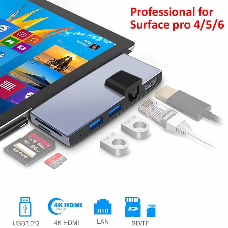 USB Cables Hubs & Adapters Usb 3.0 Card Reader Hub 4K Hdmi Splitter 100Mbps Ethernet Adapter Sdtf Micro For Microsoft Surface Pro 456