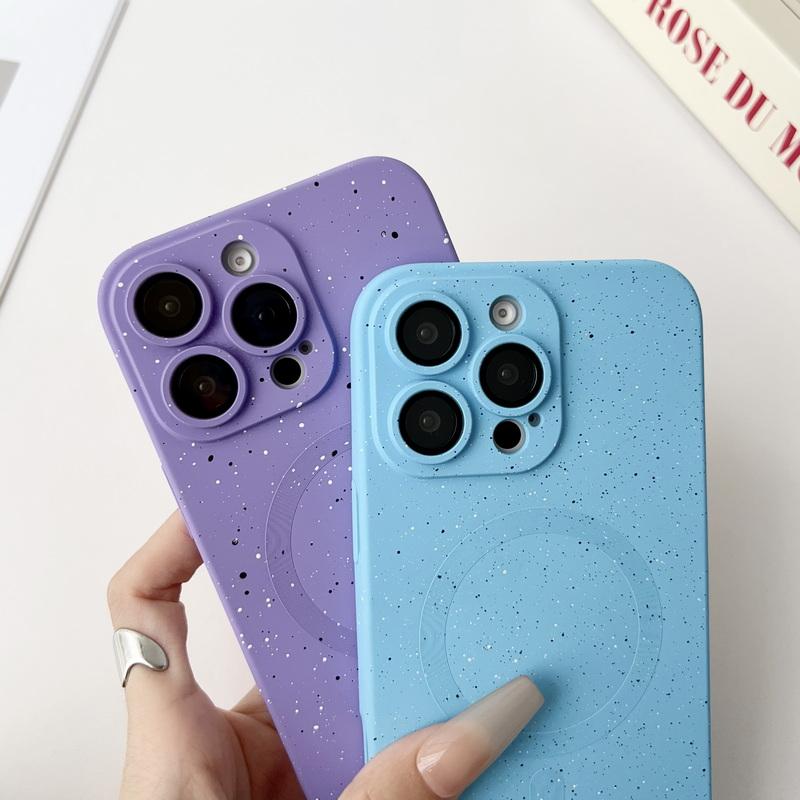 Dot Print Slim Magnetic Phone Case For iPhone 16 Pro Max 15 Plus 14 Pro 13 12 11 for Magsafe Matte Shockproof Lens Film Protection Soft TPU Back Cover