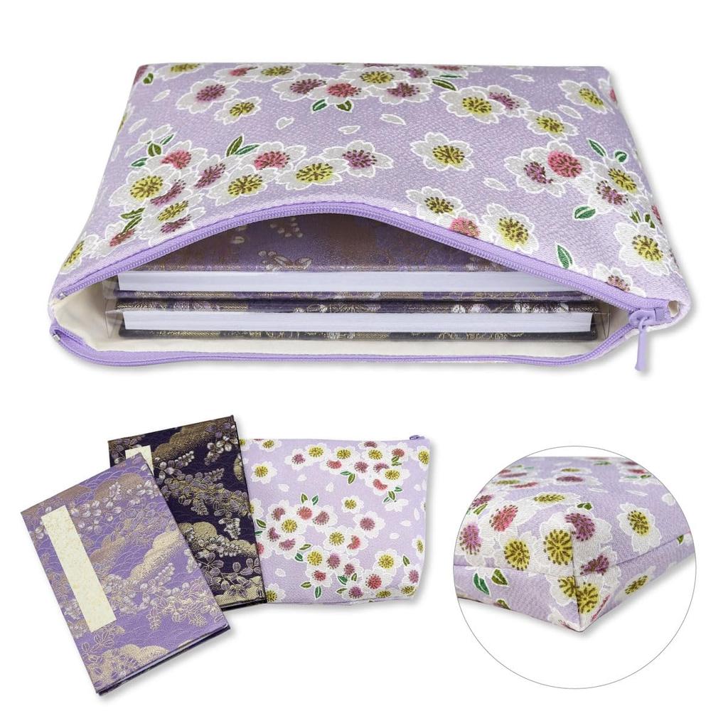 Goshuincho Storage Chirimen Japanese Cherry Blossom and Wisteria [Hotokudo] Pouch, Bag, Fabric, Pattern, Three-Color