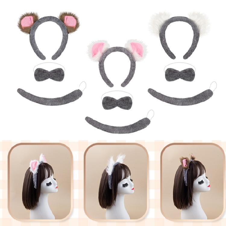 Koala Costume Accessories Set Koala Ears Headband Tail Bowtie Animal Koala Costume for Kids Adults
