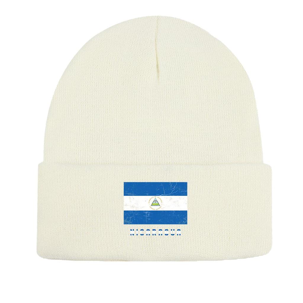 Nicaragua Flag Warm Knit Cap Beanie, Patriotic Man Cap Warm Stretchable Casual Bobble Hat Knitted Cap Beanie
