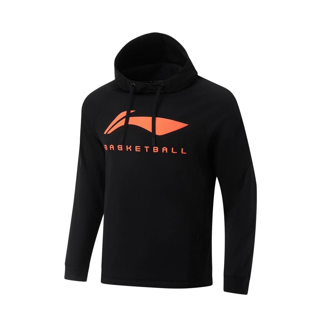 Li Ning Professional Basketball Series CBA Letter Hooded Soft Comfortable Breathable Versatile Casual Sweatshirt Men sweatshirt Black AWDU527-1
