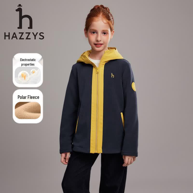 HAZZYS Kids' Colorblock Fleece Hooded Jacket