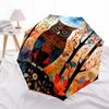 1pc Owl Forest Automatic Folding Umbrella, Heavy Duty 8 Rib Iron Frame,  Suitable for Travel, Daily Use, Birthday, Decor Gift  09