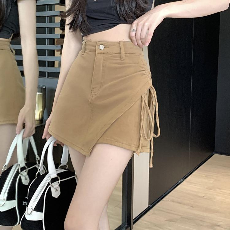 Spodnie w stylu vintage z wysokim stanem i spódnicą w kolorze khaki dla modnych kobiet