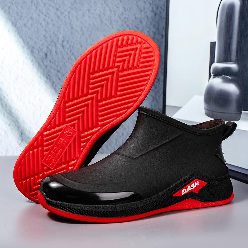 Men s Waterproof Non-Slip Velvet-Lined Rain Boots - Warm, Wear-Resistant, Short Rubber Winter Shoes Size 42