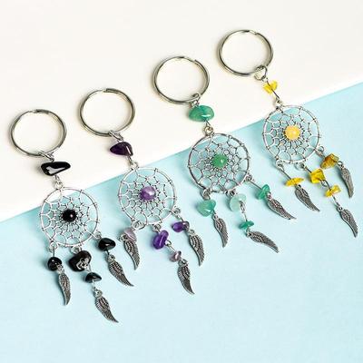 Seven-Color Tourmaline Dream Catcher Crystal Keychain