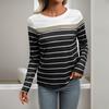 New Autumn Women's Patchwork Long Sleeved Striped T-shirt for Women