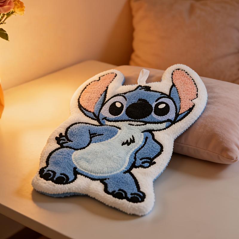 Disney Kawaii Stitch Angel Hanging Hand Towel Cartoon Cute Water Absorbent Coral Fleece Kitchen Quick Drying Shower Room Supplies