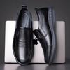 Men's spring new leather shoes men's pure black casual shoes lazy shoes soft-soled shoes