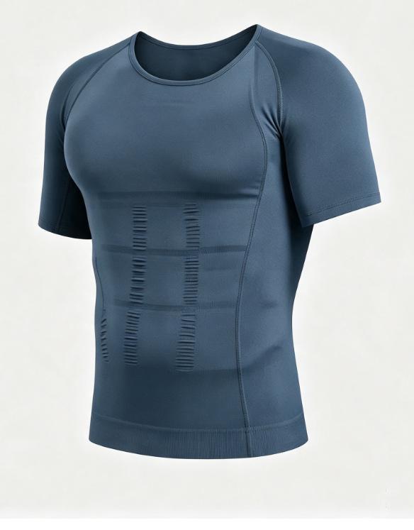 Body Shaper Uomo in Nylon 140D - Maglia Compressiva Dimagrante e Modellante a Maniche Corte