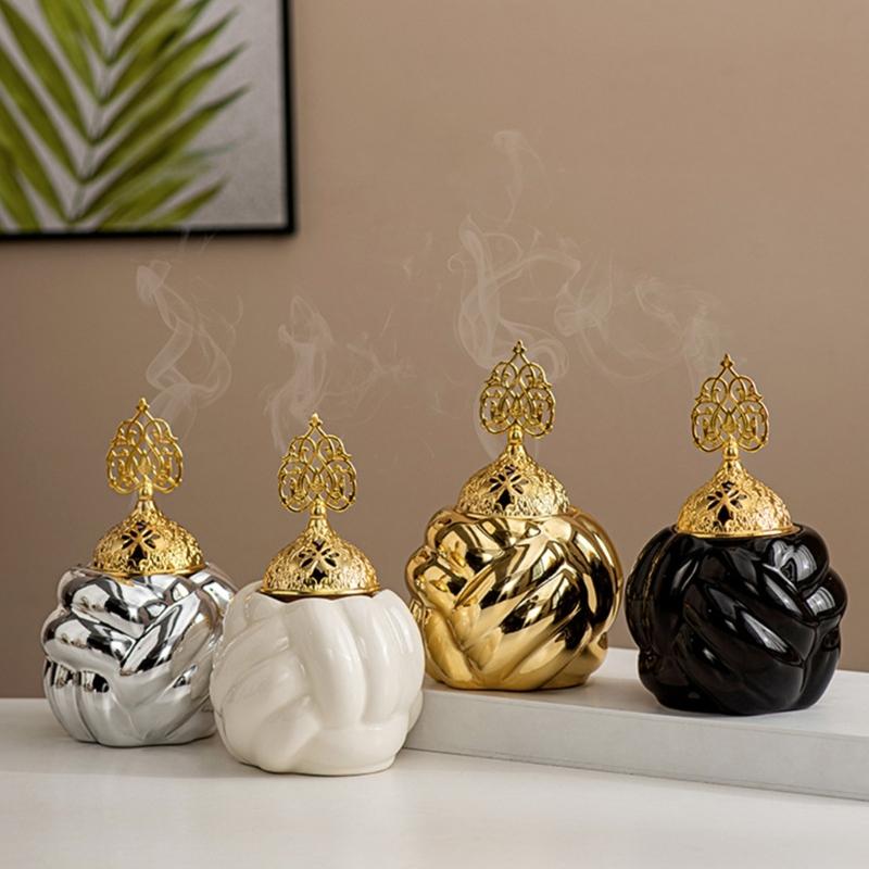 Arabic Ceramic Incenses Burners with Lid Set for Meditations and Home Fragrances Diffuser Eid Ramadans Bakhoors Burners