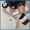 New Spring/autumn Women's Mid-calf Socks, Pure Cotton Solid Color Versatile Knee-high Socks, Scrunch Socks, White Long Socks
