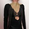 Gold Lace Trim Multi-Layer Fashionable Tassel Necklace For Women Body Chain Jewelry Accessory Elegant Trendy Jewelry