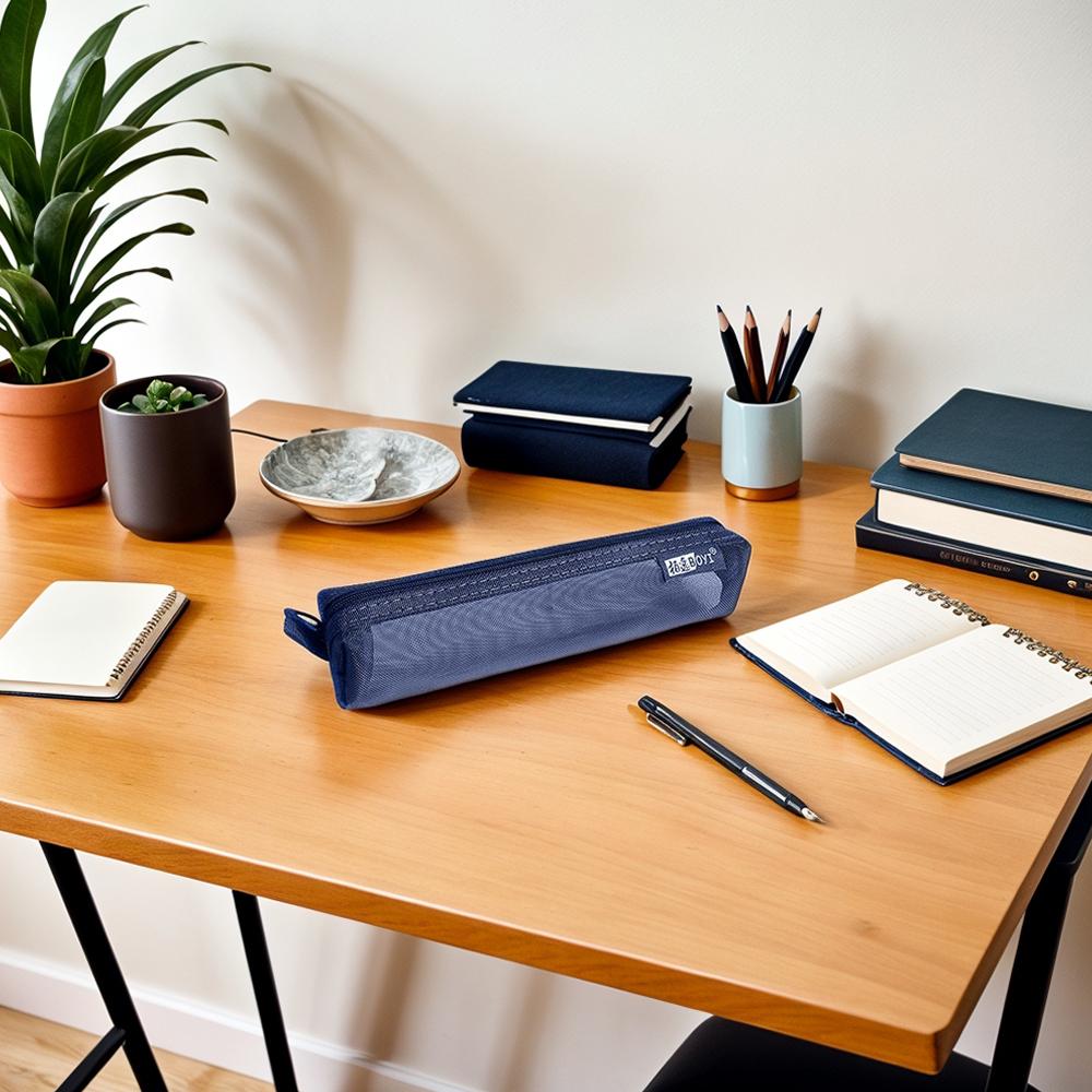 Student Mesh Transparent Pencil Case Simple Solid Color Unisex Stationery Office School Supplies With Protable Zipper