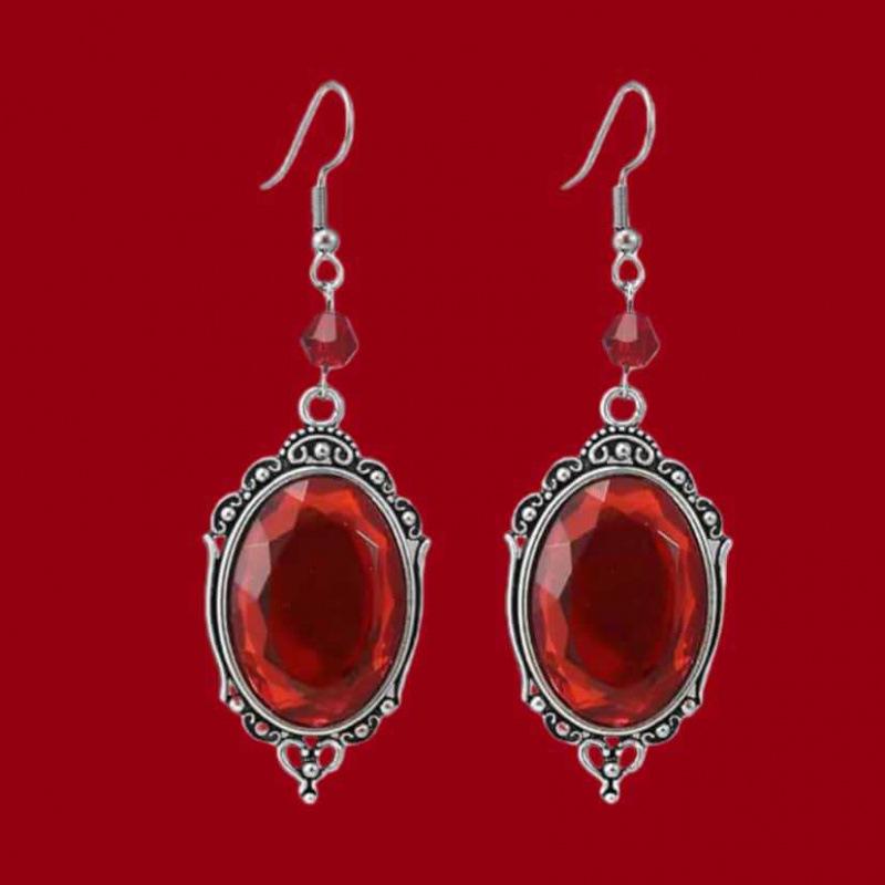 Jun'an Gothic Black & Red Crystal Halloween Earrings