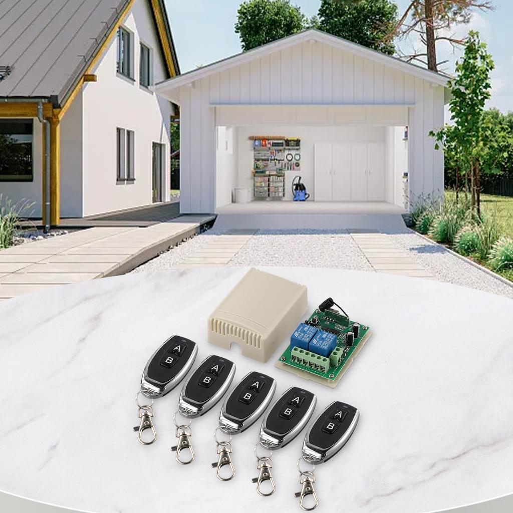Opener Transmitter+Receiver Learning Code(1527) Gate Garage ABS 2CH 433MHz Relay Wireless Remote Control Switch