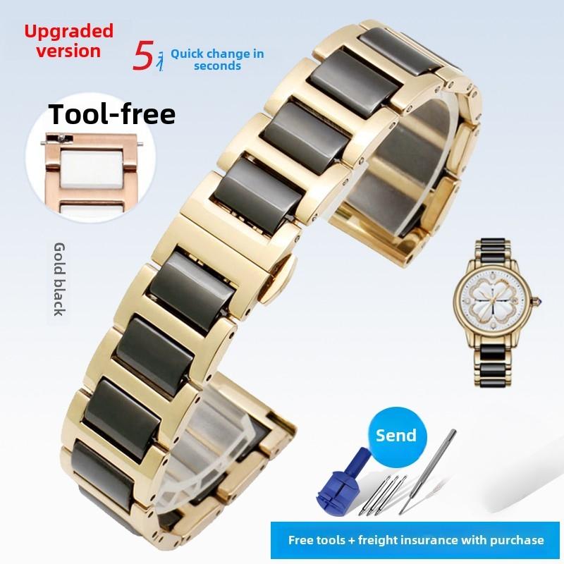 Curea de ceas din ceramică aur roz la modă 12mm 14mm 16mm 17mm 18mm 20mm Bărbați Femei Universal Quick WatchBand Brățară din oțel inoxidabil