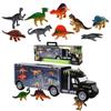 12pcs Dinosaur Mini Toys Truck Carry Case Toy Kids Boys Birthday Gift Home Decor