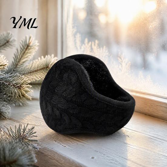 Adjustable Fuzzy Earmuffs Winter Ear Muffs for Women Men, Foldable with Thickened Cozy Protectors Plush Lining, Soft Knit Thermal Warmers Outdoor